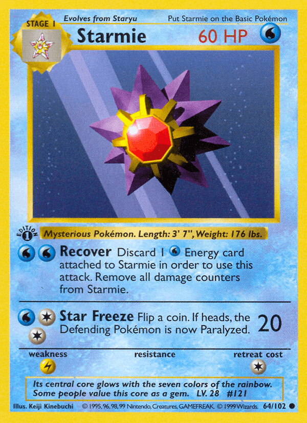 Starmie — Base Set (Shadowless) Pokémon TCG card by Keiji Kinebuchi