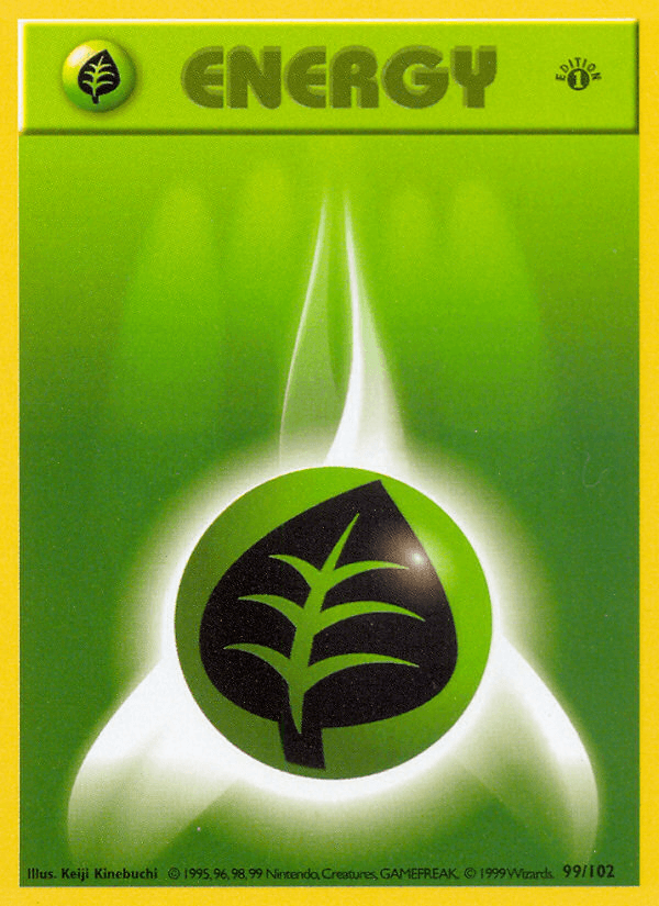 Grass Energy — Base Set (Shadowless) Pokémon TCG card by Keiji Kinebuchi