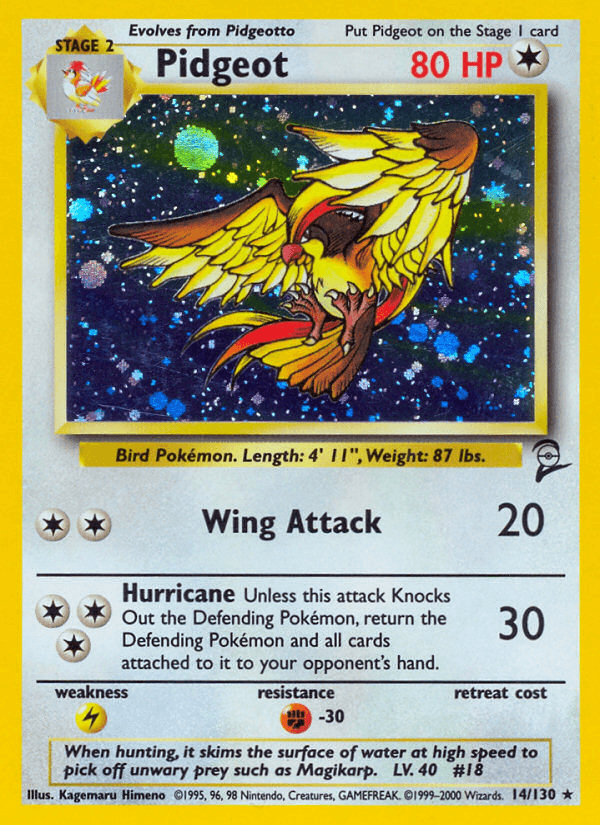Pidgeot — Base Set 2 Pokémon TCG card by Kagemaru Himeno
