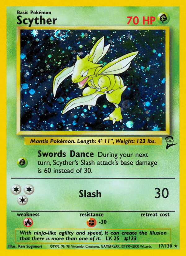 Scyther — Base Set 2 Pokémon TCG card by Ken Sugimori