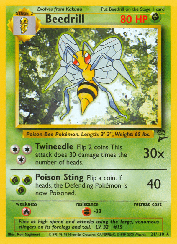 Beedrill — Base Set 2 Pokémon TCG card by Ken Sugimori