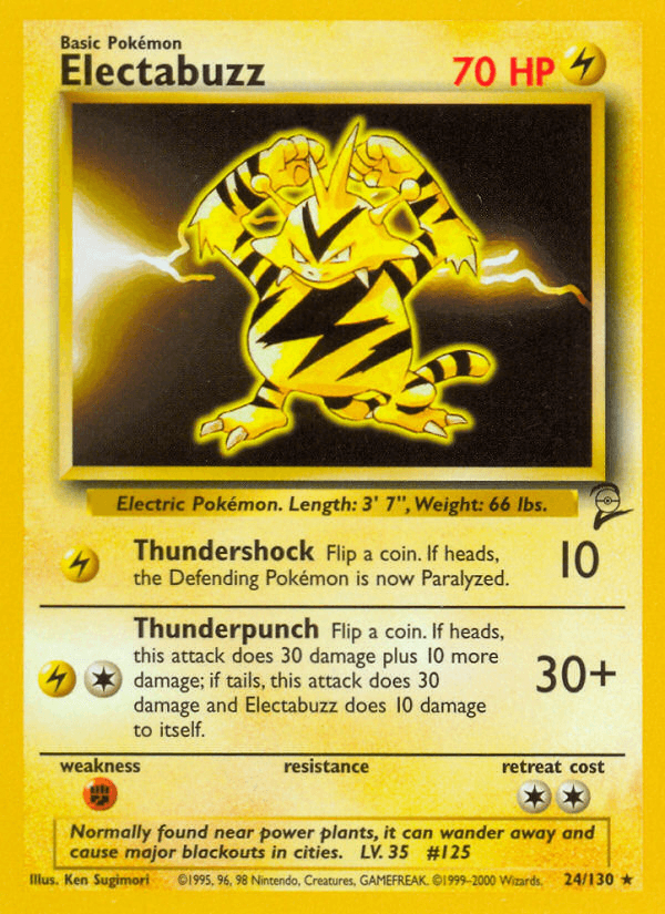 Electabuzz — Base Set 2 Pokémon TCG card by Ken Sugimori