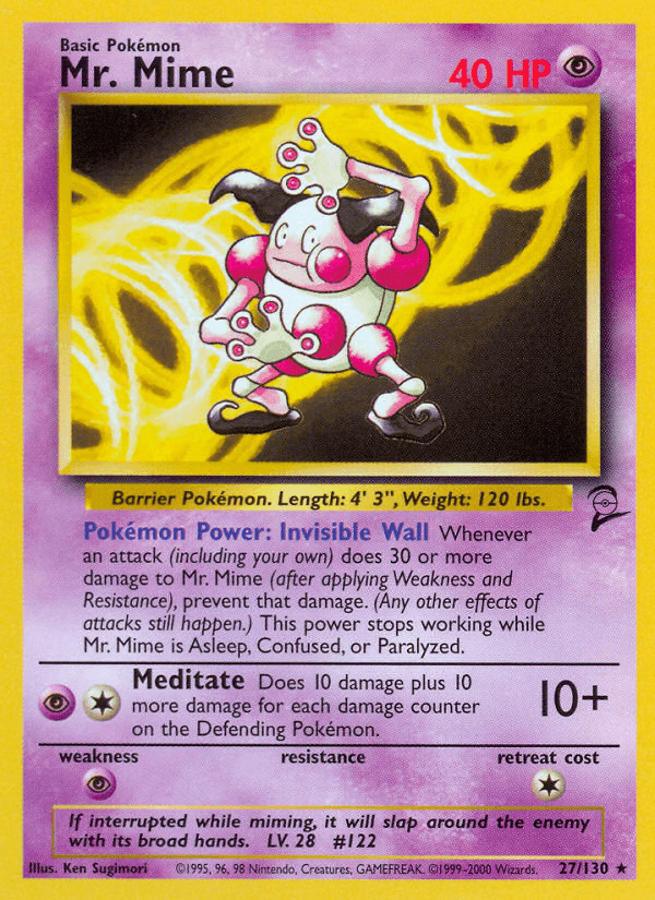 Mr. Mime — Base Set 2 Pokémon TCG card by Ken Sugimori