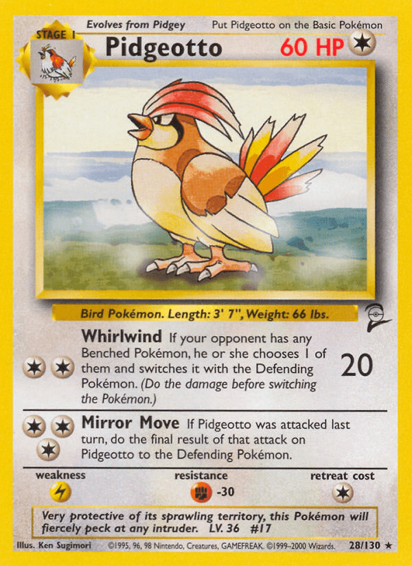 Pidgeotto — Base Set 2 Pokémon TCG card by Ken Sugimori