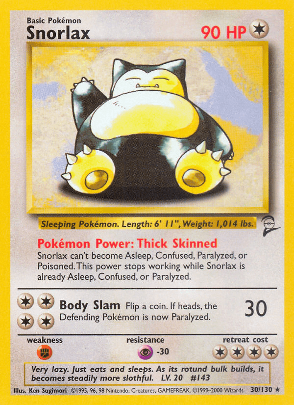 Snorlax — Base Set 2 Pokémon TCG card by Ken Sugimori