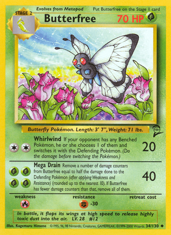 Butterfree — Base Set 2 Pokémon TCG card by Kagemaru Himeno