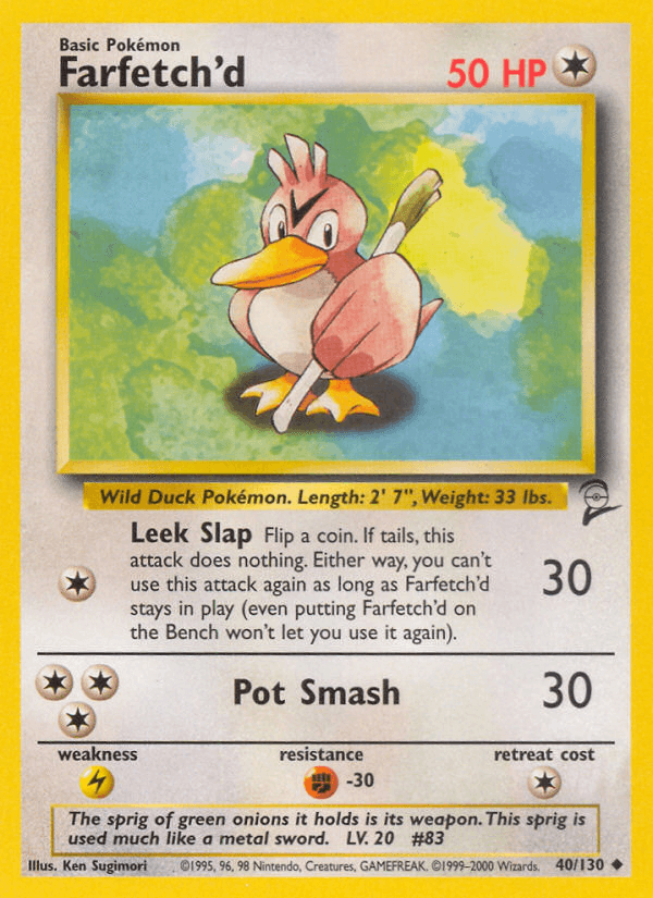 Farfetch'd — Base Set 2 Pokémon TCG card by Ken Sugimori