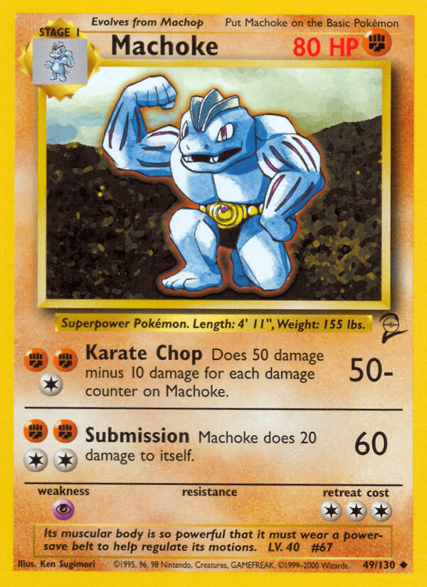 Machoke — Base Set 2 Pokémon TCG card by Ken Sugimori