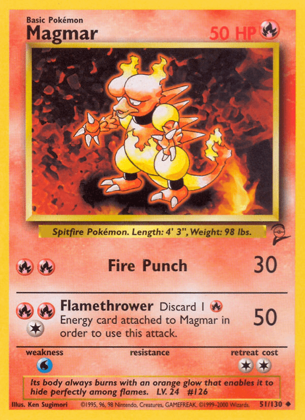 Magmar — Base Set 2 Pokémon TCG card by Ken Sugimori