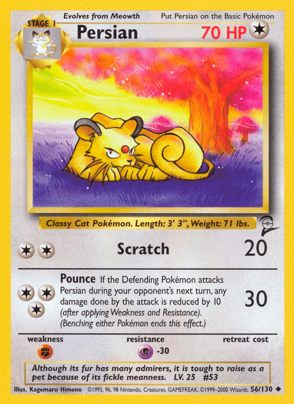 Persian — Base Set 2 Pokémon TCG card by Kagemaru Himeno