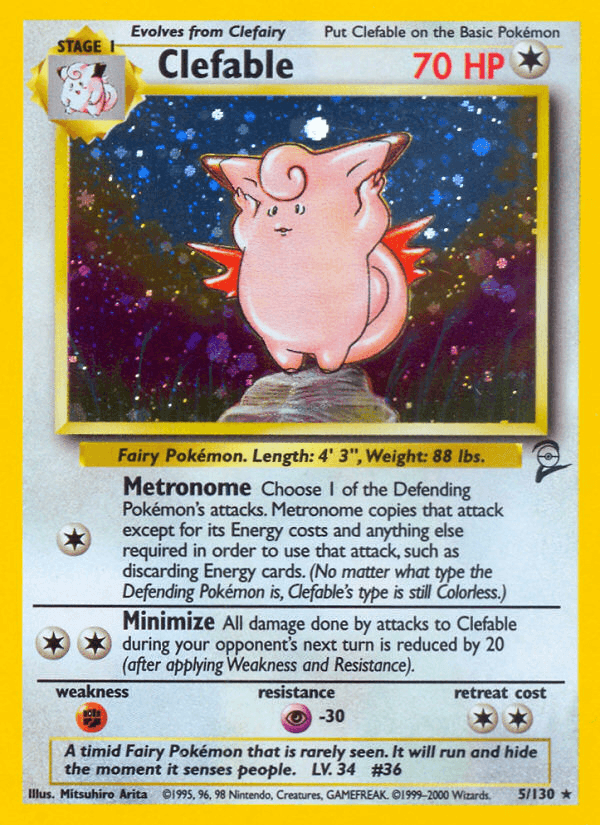 Clefable — Base Set 2 Pokémon TCG card by Mitsuhiro Arita