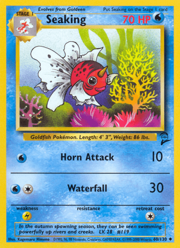 Seaking — Base Set 2 Pokémon TCG card by Kagemaru Himeno