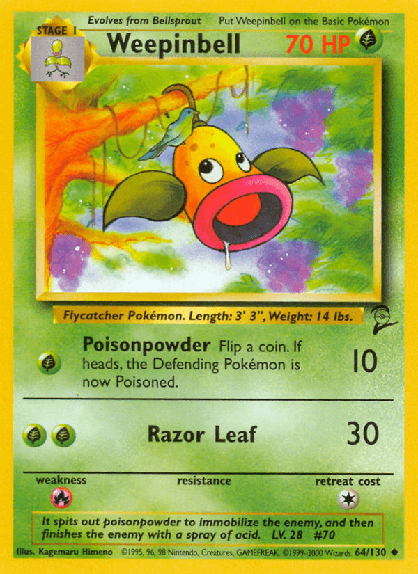 Weepinbell — Base Set 2 Pokémon TCG card by Kagemaru Himeno