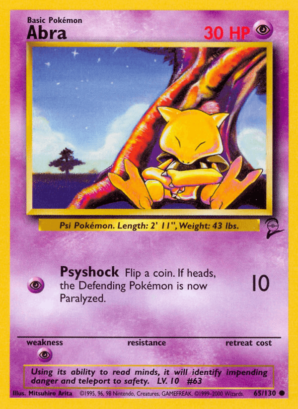 Abra — Base Set 2 Pokémon TCG card by Mitsuhiro Arita