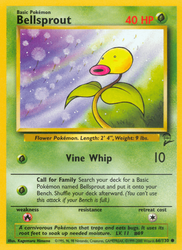 Bellsprout — Base Set 2 Pokémon TCG card by Kagemaru Himeno