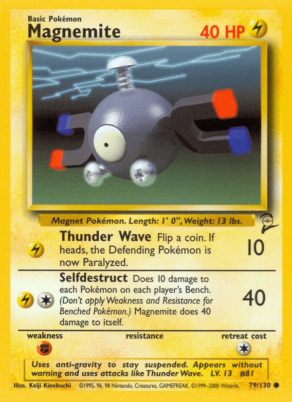 Magnemite — Base Set 2 Pokémon TCG card by Keiji Kinebuchi