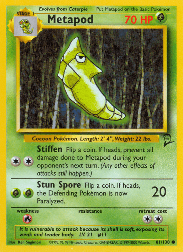 Metapod — Base Set 2 Pokémon TCG card by Ken Sugimori