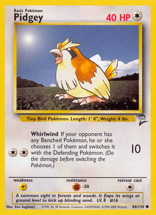Pidgey — Base Set 2 Pokémon TCG card by Ken Sugimori