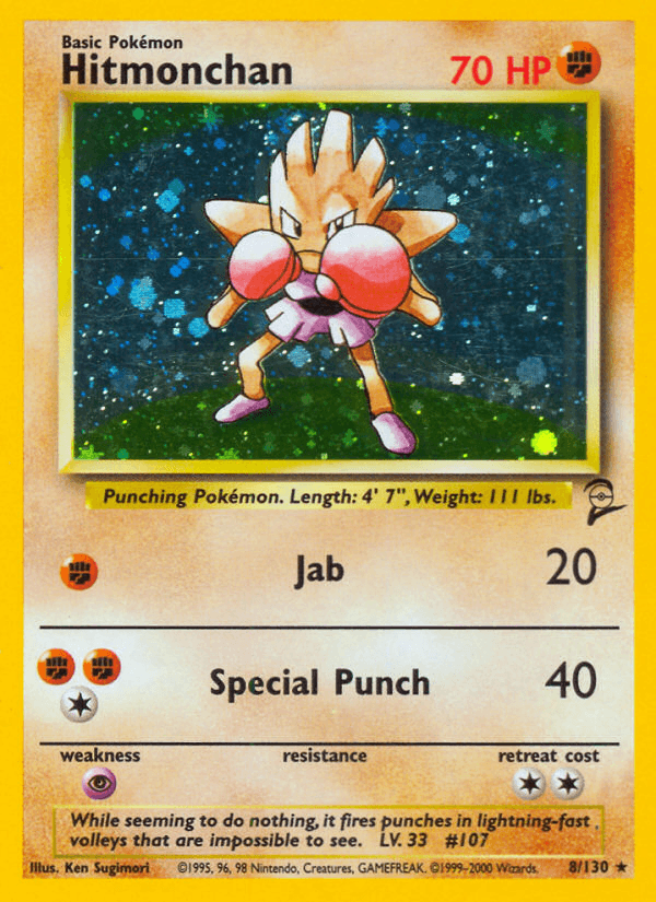 Hitmonchan — Base Set 2 Pokémon TCG card by Ken Sugimori