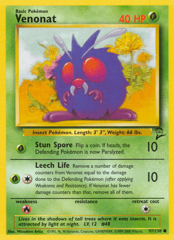 Venonat — Base Set 2 Pokémon TCG card by Mitsuhiro Arita