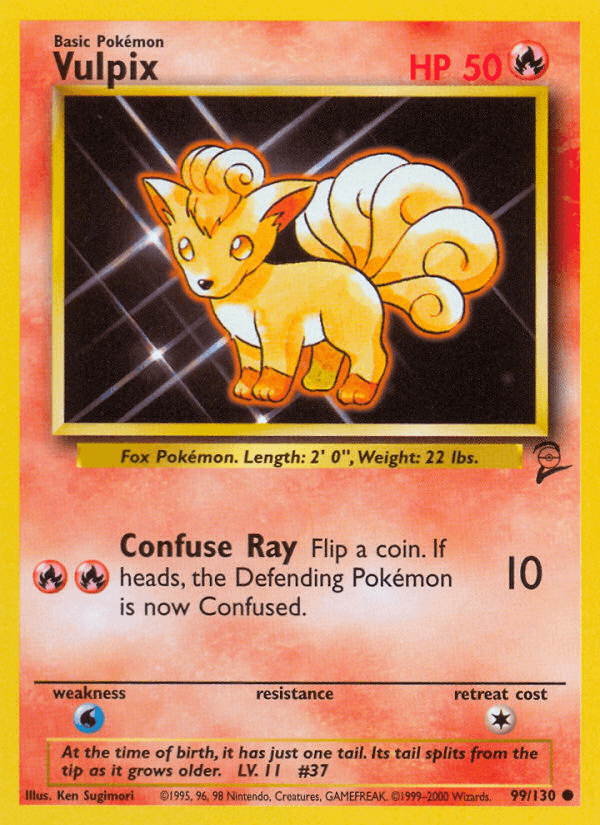 Vulpix — Base Set 2 Pokémon TCG card by Ken Sugimori