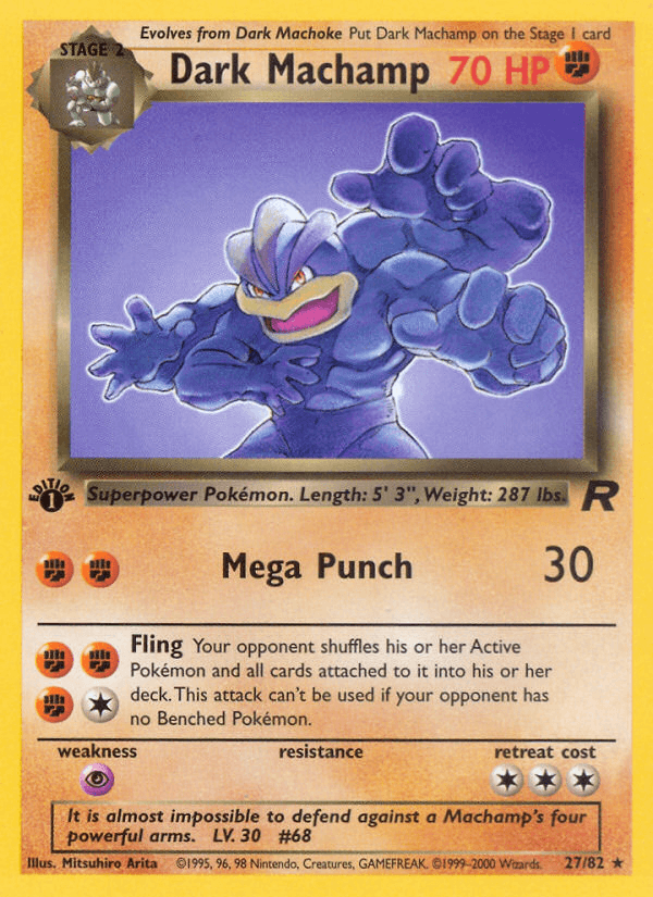 Dark Machamp (27) — Team Rocket Pokémon TCG card by Mitsuhiro Arita