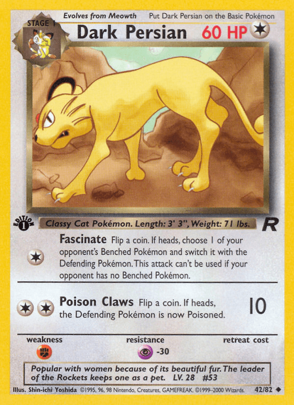 Dark Persian — Team Rocket Pokémon TCG card by Shin-ichi Yoshida