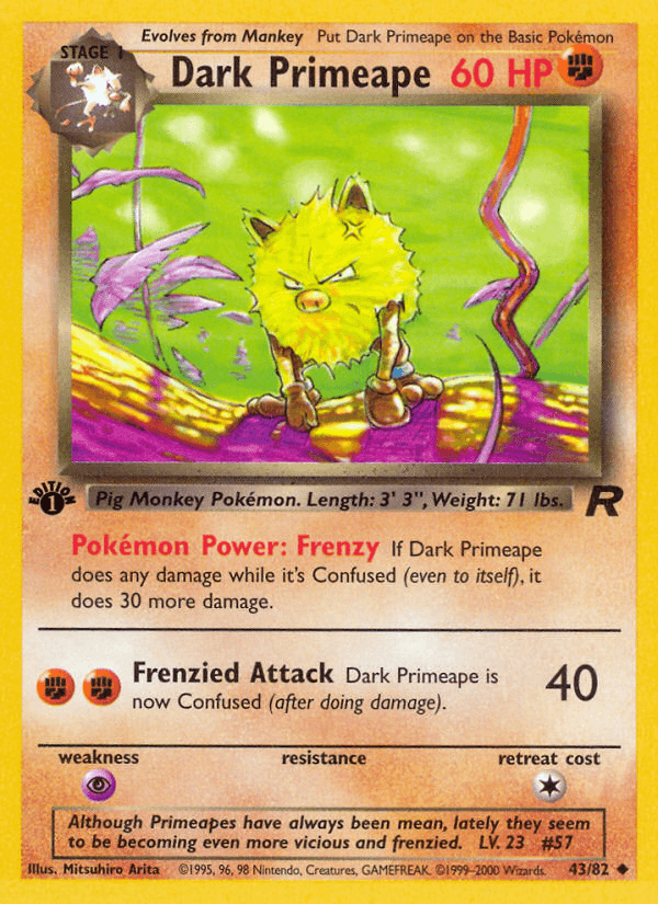 Dark Primeape — Team Rocket Pokémon TCG card by Mitsuhiro Arita