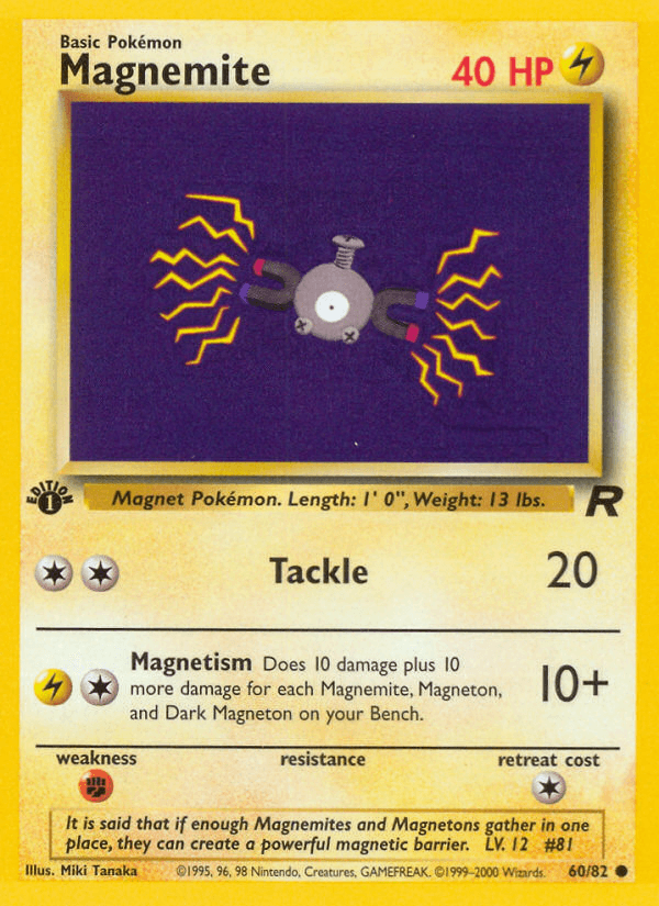 Magnemite — Team Rocket Pokémon TCG card by Miki Tanaka