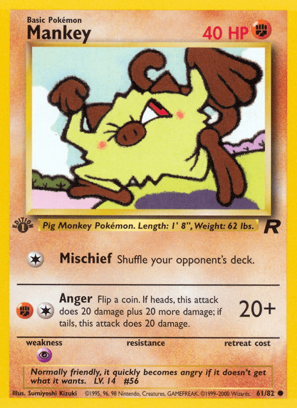 Mankey — Team Rocket Pokémon TCG card by Sumiyoshi Kizuki
