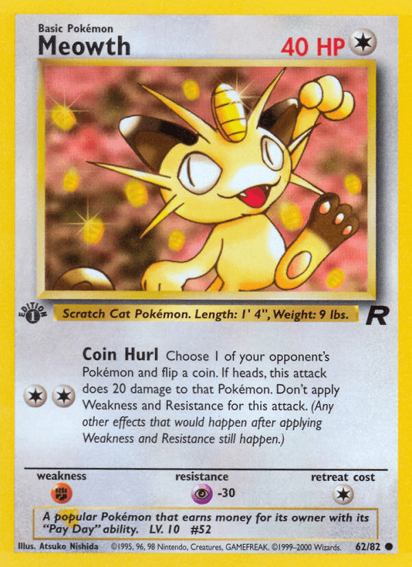 Meowth — Team Rocket Pokémon TCG card by Atsuko Nishida