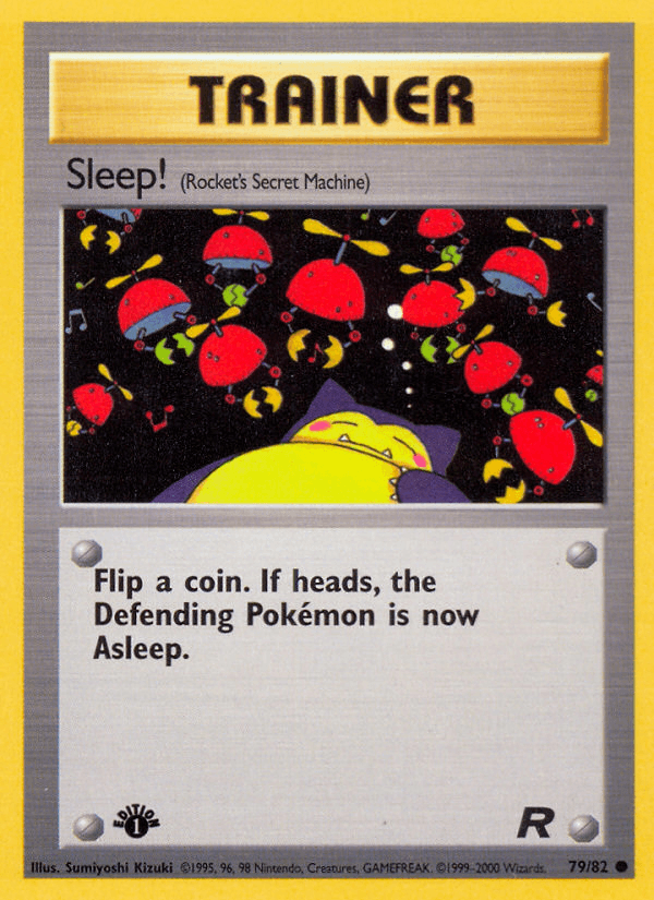 Sleep! (Rocket's Secret Machine) — Team Rocket Pokémon TCG card by Sumiyoshi Kizuki