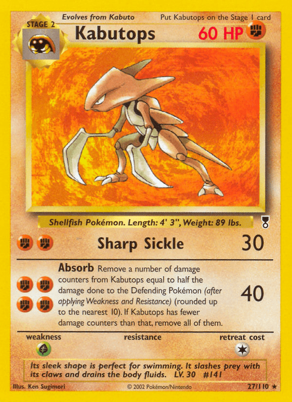 Kabutops — Legendary Collection Pokémon TCG card by Ken Sugimori