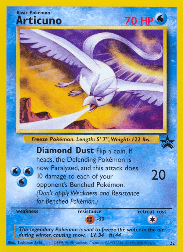 Articuno (22) — WoTC Promo Pokémon TCG card by Toshinao Aoki
