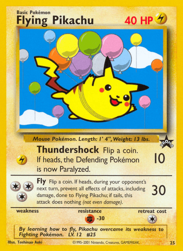 Flying Pikachu — WoTC Promo Pokémon TCG card by Toshinao Aoki