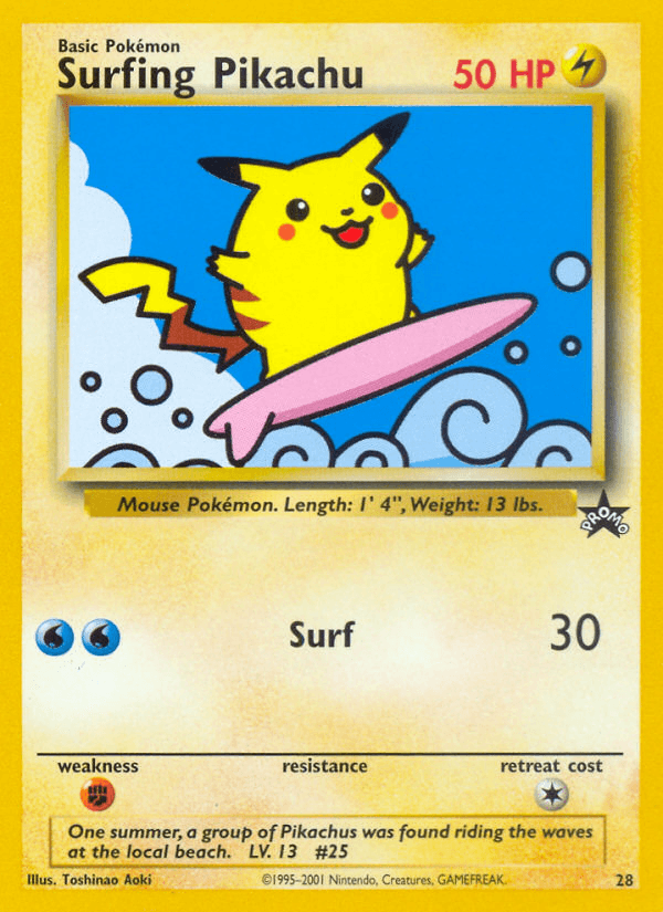 Surfing Pikachu — WoTC Promo Pokémon TCG card by Toshinao Aoki