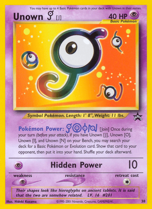 Unown [J] — WoTC Promo Pokémon TCG card by Hideki Kazama