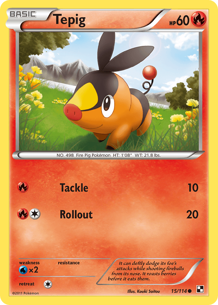 Tepig (15) — Black and White Pokémon TCG card by Kouki Saito