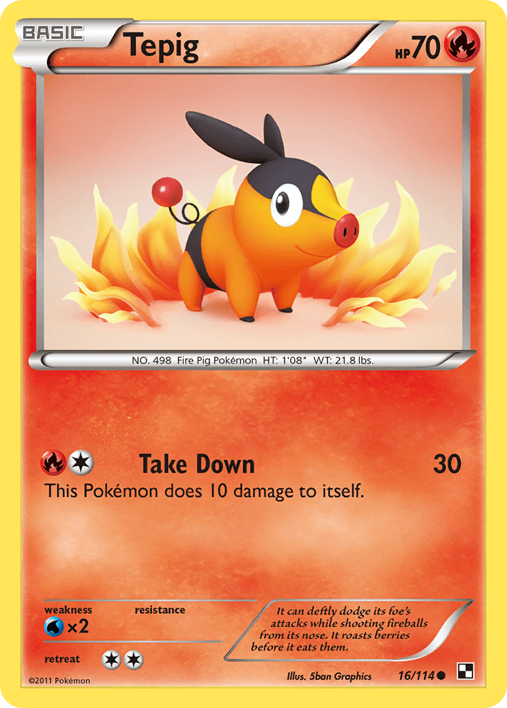 Tepig (16) — Black and White Pokémon TCG card by Shin Graphics