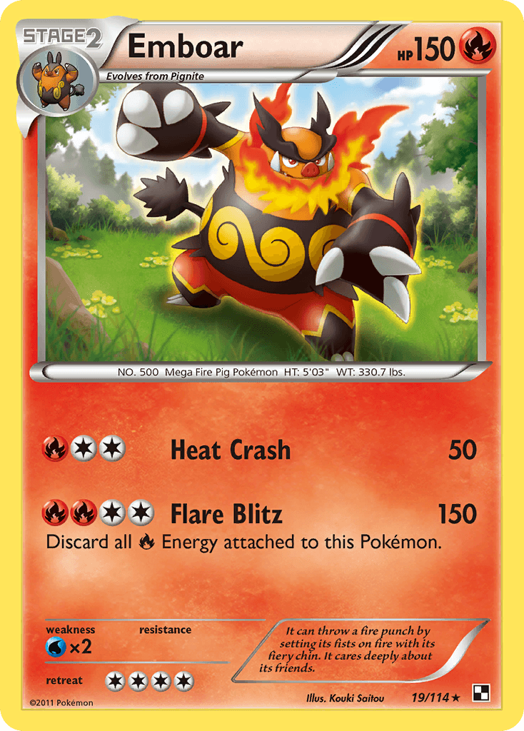 Emboar (19) — Black and White Pokémon TCG card by Kouki Saito