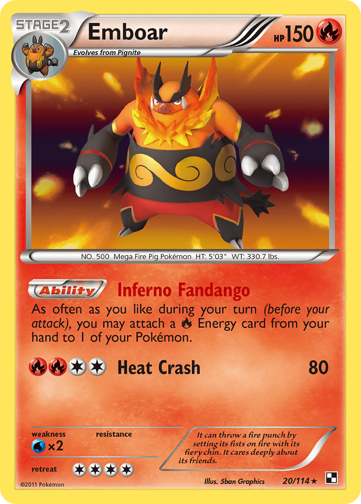Emboar (20) — Black and White Pokémon TCG card by Sbon Graphics