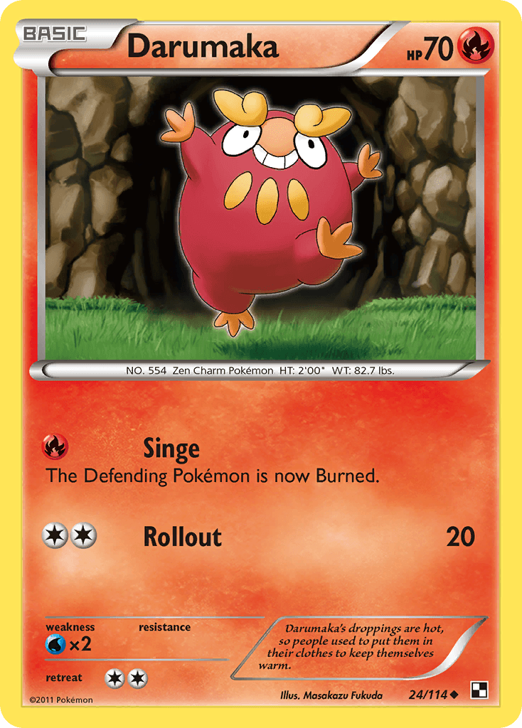 Darumaka (24) — Black and White Pokémon TCG card by Masakazu Fukuda