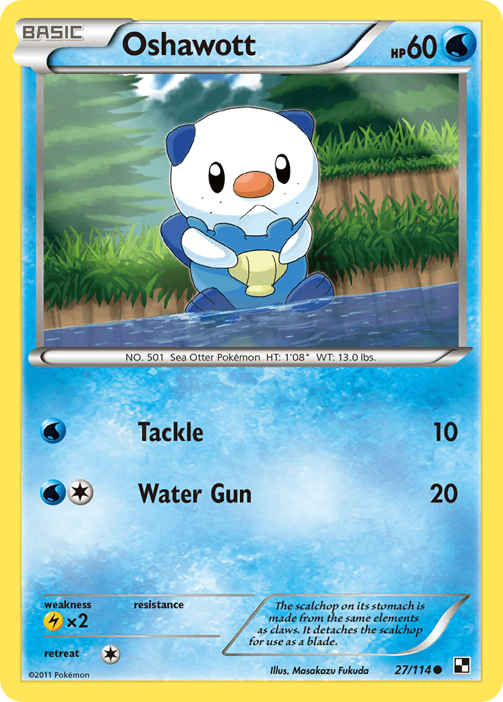 Oshawott (27) — Black and White Pokémon TCG card by Masakazu Fukuda