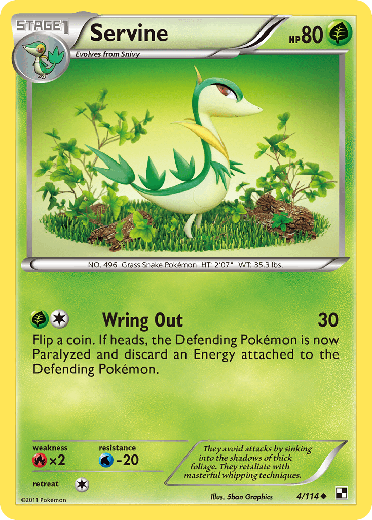 Servine (4) — Black and White Pokémon TCG card by Sbon Graphics