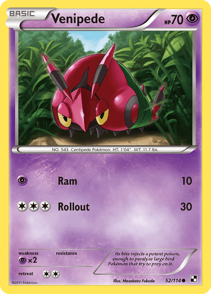 Venipede — Black and White Pokémon TCG card by Masakazu Fukuda