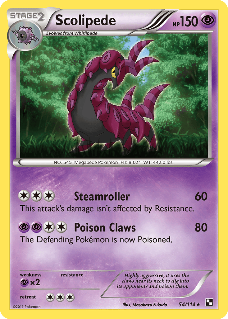 Scolipede — Black and White Pokémon TCG card by Masakazu Fukuda