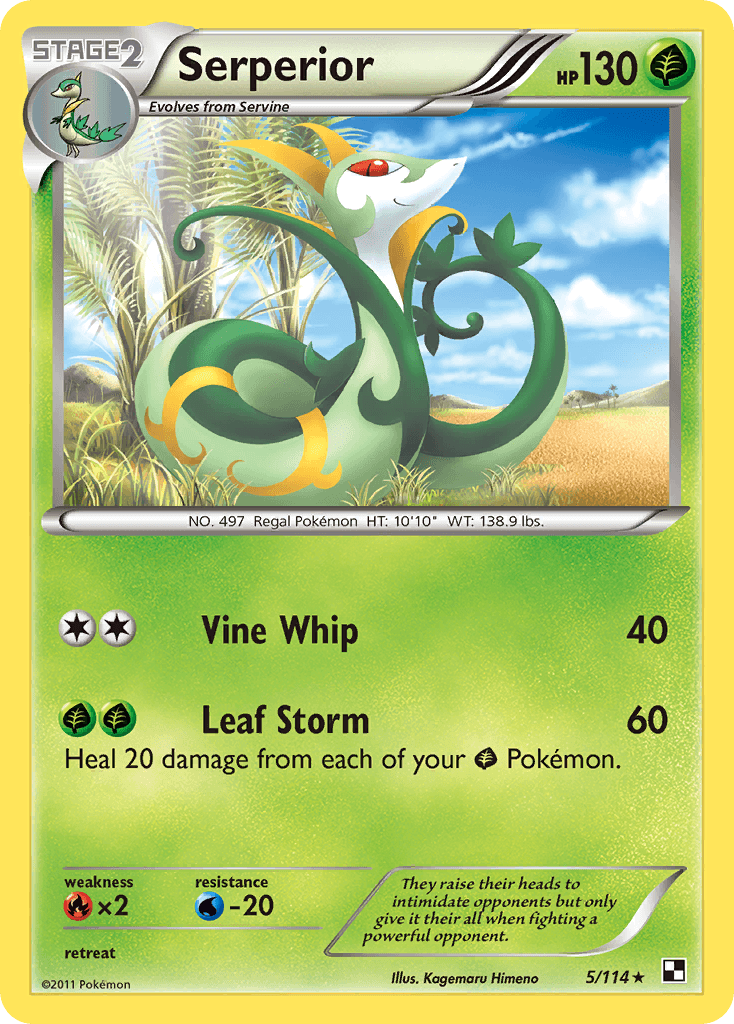 Serperior (5) — Black and White Pokémon TCG card by Kagemaru Himeno