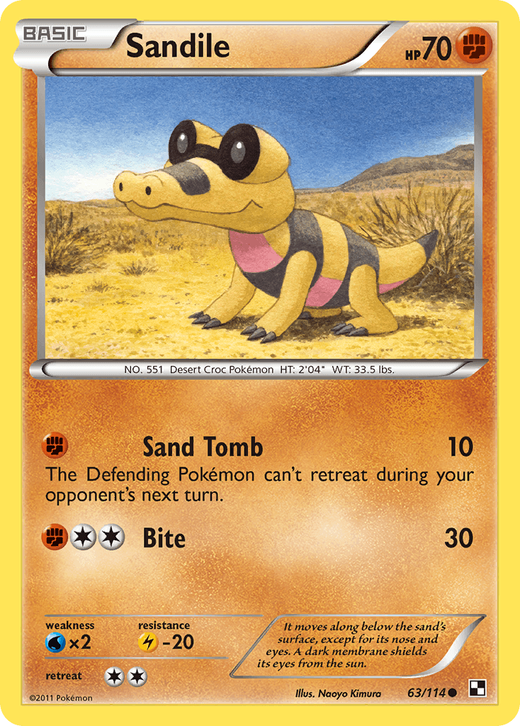 Sandile — Black and White Pokémon TCG card by Naoyo Kimura