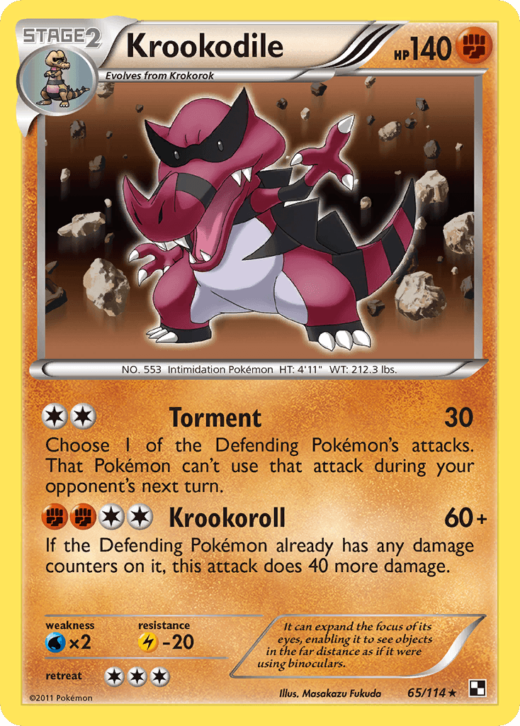 Krookodile — Black and White Pokémon TCG card by Masakazu Fukuda