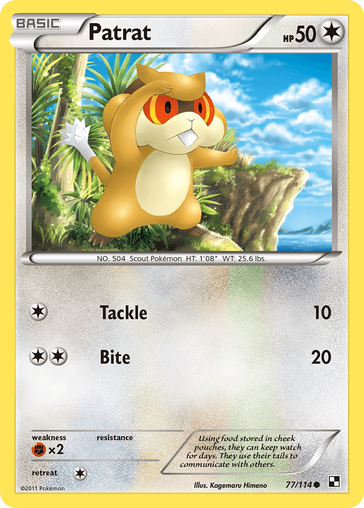 Patrat (77) — Black and White Pokémon TCG card by Ken Sugimori